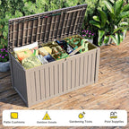 DRATO 180 Gallon Outdoor Storage Box, Large Waterproof Deck Box, Lockable Resin Storage Container with Reinforced Support for Patio Cushions, Garden Tools, UV-Resistant Outdoor Chest（Gray，180 Gallon）