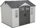 Lifetime 10×8 Ft. Outdoor Storage Shed, Dual‑Wall HDPE with Steel‑Reinforced Structure, Side‑Entry Doors with Windows, Skylight, Screened Vents, Adjustable Shelves, Slip‑Resistant Floor, UV‑Protected