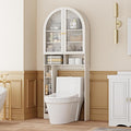 Over The Toilet Storage Cabinet, 29.7”W Modern Storage Cabinet Over Toilet with Acrylic Doors, Arched Freestanding Over Toilet Rack with Adjustable Shelf for Bathroom, White