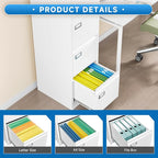 4 Drawer File Cabinet with Lock Metal Vertical File Storage Cabinet Office Home Steel Vertical File Cabinet for A4 Legal/Letter Size Narrow File Cabinet Locked,Assembly Required