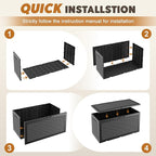Outdoor Storage Box, Resin Deck Boxes Indoor and outdoor, Waterproof Storage Box Lockable Lid (Black, 110 Gallon)