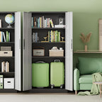 INTERGREAT Metal Storage Cabinet with Lock, 71" H Metal Cabinets Storage with 2 Doors and 4 Adjustable Shelves, Locking Garage Cabinet for Home Office, Kitchen, Bathroom (Black Grey)