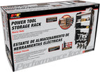 Performance Tool W7704 17-in Five Level Power Tool Storage Rack: 200 lb Limit, 9-Gauge Solid Steel Frame, Baked on Powder Coat Finish with 1/4-in Peg Holes, For Garage/Home, Black/White