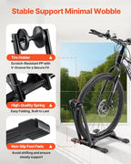 VEVOR Bike Rack, Fits 20 to 27 Inch Mountain & Road Bikes, Alloy Steel Rust-Resistant Bike Floor Stand Rack, Foldable Bicycle Stand for Entryway, Garage, Home Bikes Parking & Storage, 1 Pack, Black
