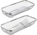 Utensil Drying Rack, 2 Pack Stainless Steel Utensils Holder Dishwasher Silverware Basket, Compact Dish Rack Chopsticks Spoons, Forks, Knifes Drainer Basket Organizer for Kitchen Counter