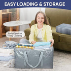 TICONN 2 Pack Extra Large Moving Bags Heavy Duty with Zippers & Carrying Handles, Durable Storage Bags Moving Boxes for Closet Organizers and Storage (2 Pack, Light Grey)