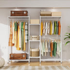 LEHOM G6 Wire Garment Rack Heavy Duty Clothes Rack Compact Large Size Armoire Storage Rack Freestanding Metal Clothing Rack Closet Wardrobe with 3 Hanger Rod and 4 Large Shelves 4 Small Shelves, White