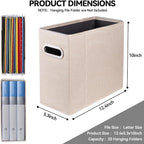 2 Packs Letter Size File Organizer, File Folders Organizer, Fabric Storage Box, Collapsible Paper Organizer with Metal Handle, Smooth PVC Rails, Only Box (Beige)