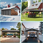 Metal Carport,12x20 Carport Canopy Heavy Duty All Weather,Car Tent Garage with Galvanized Metal Roof,Metal Car Ports for Snow,Outdoor Car Shelter,Grey