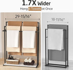 KES Extra Large Free Standing Towel Racks for Bathroom with Anti Wobble Base, 44 Inch Blanket Rack, 3-Tier Blanket Holder for Living Room with Weighted Marble Shelf & 4 Hooks, Matte Black, BTH504-BK