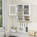 Wall Mounted Bathroom Storage Cabinet Medicine Cabinet with Acrylic Doors & Towel Bar Adjustable Shelves for Bathroom, Laundry Room, Bedroom, Enterway