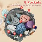 Mesh Shower Caddy Portable for College Dorm Room Essentials, 8-Pocket Large Shower Basket Tote Bag with 2 Handles for Toiletry, Bathroom, Beach, Camp, Gym