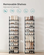 SONGMICS Shoe Rack, 10-Tier Shoe Organizer, Metal Storage Shelf, Upright or Upside Down, for 11-22 Pairs, for Entryway, 11.8 x 17.7 x 68.5 Inches, Black ULSA25BK