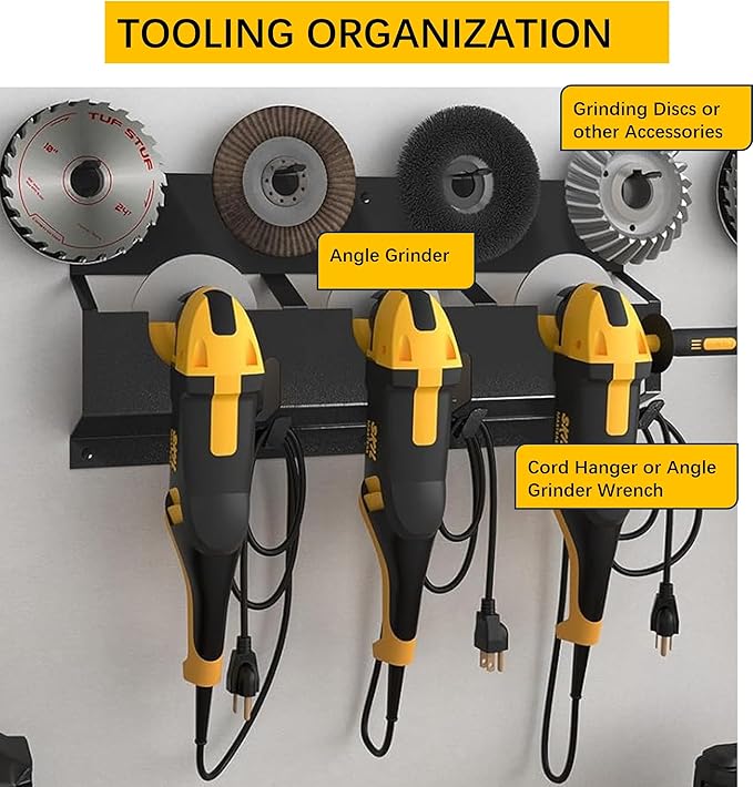 Angle Grinder Holder, Angle Grinder Tool Stand, Tool Storage Rack, Wall mount Bracket for Tool Trailer, Garage and Workspace (1 Pack)