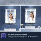 ExBrite Lighted Bathroom Medicine Cabinet, 20 x 26 Inch, Recessed or Surface led Medicine Cabinet, Defog, Stepless Dimming,Color Temper Change, 2 Outlets, Storage Shelves, Left Hinge