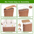 Livole Bamboo Toilet Paper Storage with Lid - 16 Regular Rolls or 12 Mega Rolls 36L Large Capacity Natural Toilet Paper Basket Organizer for Bathroom