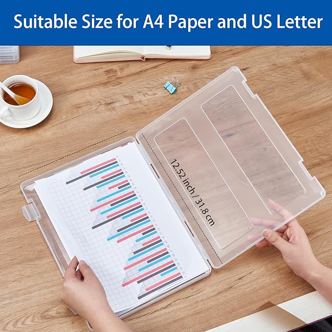 6 Pack A4 Paper Storage Box, 8.5 x 11 Project Case for US letter, Thick Scrapbook Storage Box Craft Storage Box Art Supplies Storage and Organization, Board Game Storage and Organizers