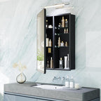 Large Bathroom Medicine Cabinet 24x32 Inch, Oversized Mirror with Storage, Heavy Duty Aluminum Construction, 6 Tempered Glass Shelves, Rust Proof Master Bath Organizer, Matte Black