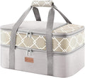 Lifewit Insulated Double Decker Casserole Carrier, Lasagna Lugger Holder for Hot or Cold Food, Fits 9" x 13" Baking Dish, Thermal Lunch Tote Bag for Potluck Parties, Picnic and Cookouts, Grey