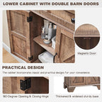 ACCOHOHO Farmhouse Bathroom Cabinet, 72" Tall Storage Cabinet with 2 Drawers, Adjustable Shelves & Barn Door, Cabinets for Bathroom, Living Room, Kitchen, Rustic Brown