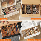 Lifewit 6" High 8 Pack Bamboo Drawer Dividers 45-55cm/17.5-22" Adjustable Wooden Drawer Organizer for Clothes/Utensils, Expandable Drawer Separator for Dresser/Kitchen/Bedroom/Office Organization