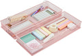 Annova Mesh Stackable Drawer Cabinet and Shelf Organizer Bins Storage Basket School Office Supply Holder Tray- Set of 2 (Light Pink, 6x15x2 Inch)