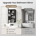 Large Medicine Cabinet 24x32 Inch, Matte Black Aluminum Bathroom Mirror Cabinet with Storage, 6 Adjustable Glass Shelves, Rust Proof Recessed or Surface Mount, Heavy-Duty Soft Close