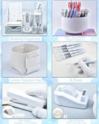 20Pcs White Desk Organizers and Accessories With Mesh Desk Organizer and 360°Rotating Pen Holder and a Lot of Office White Office Supplies Beautifully Presented in a Gift Box