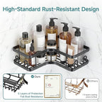 Veken Corner Shower Caddy 6-Pack, Advanced Rustproof Design, No Drilling Adhesive Shelves, Rack with Soap Holder, Large Capacity Bathroom Organizers and Storage, Wall-Mounted Kitchen&Home Decor,Black