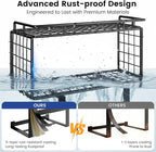 Towel Racks for Bathroom Wall Mounted, 4-Tier Bathroom Towel Rack with Shelf and Basket, Hold 6 Large Rolled Towels, 32-Inch Heavy Duty Towel Storage for Bathroom, RV, Black
