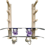 5-Place Wall-Mounted Skis/Snowboard Log Rack - Poles & Ski Wall Mount, Snowboards Wall Rack, Indoor & Outdoor Ski Holders for Walls, Hangers for Skis Indoor Storage - Natural