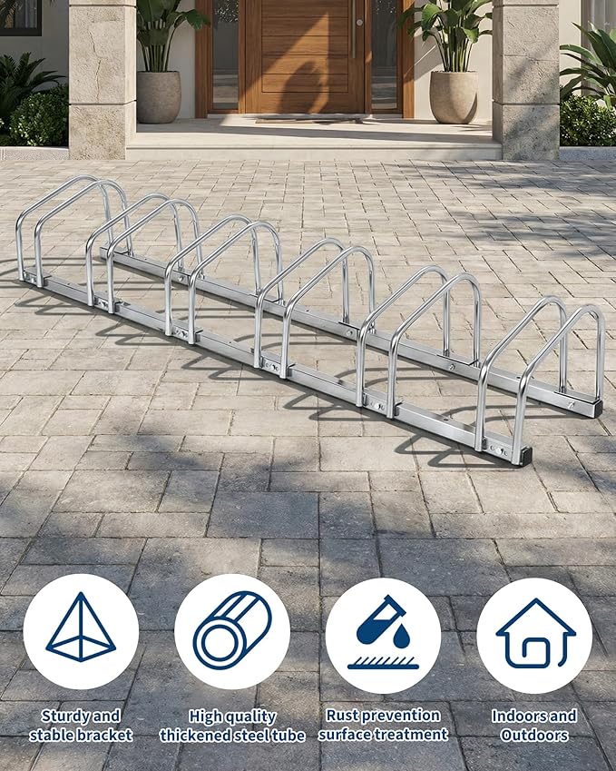 Freestanding Bike Floor Stand, Heavy Duty Bicycle Parking Rack for Garage Home Indoor Outdoor, Bike Storage Organizer Fits 22-28 Inch Wheels & 2.2 Inch Tire Width