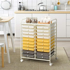 GOFLAME 20-Drawer Rolling Storage Cart, Multifunctional Art Craft Organizer Cart, Mobile Utility Storage Cart with Removable Drawers & Lockable Wheels, Craft Cart for Home Office School, Yellow