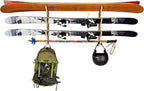 Grassracks Wall Ski Rack - Bamboo Wall-Mounted Ski Storage and Premium Ski Display Hallsteiner Series Indoor Ski Wall Mount (2 or 3 Pairs of Skis, Bamboo)