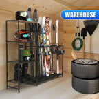 Freestanding Ski Rack, Ski Storage Rack w/Width-Adjustable Bars, Ski & Snowboard Rack Organizer for Garage, Home