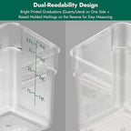CURTA 4 Pack Food Storage Container with Green Lid - NSF Listed Commercial Grade in 2.0 Qt - Square, Clear, Polycarbonate