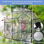 6x10 FT Heavy-Duty Greenhouse with Adjustable Roof Vent and Polycarbonate Panels - Walk-in Aluminum Frame Greenhouse for Backyard, Winter - All-Weather Outdoor Garden, Easy Assembly, Black (6x10 FT)