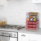 Atlantic Gravity-Fed Compact Double Canrack – Kitchen Organizer, Durable Steel Construction, Stackable or Side-by-Side, PN in Silver (Pack of 2)