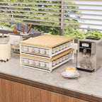 Coffee Pod Holder Counter Coffee Vertuo Capsules Storage Organizer with Sliding Drawer Compatible For 35 K-Cup Pods No Assembly Needed Natural Colour