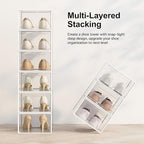 SEE SPRING X-Large Shoe Storage Box Fit Size 11, Clear Plastic Stackable Shoe Organizer for Closet, Space Saving Foldable Shoe Rack Sneaker Container Bin Holder, 12 Pack Clear