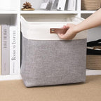 DULLEMELO Cube Basket for Storage, Collapsible Fabric Cube for Organizing, Storage Cube for Closet, Laundry, Nursery, Shelves, Decorative Basket for Gifts Empty (White&Gray)