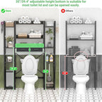 Over The Toilet Storage with 2 Drawers - 11 Tier Bathroom Organizer Freestanding Space Saver Storage Rack with Adjustable Shelf Above Toilet Stand with 4 Hooks for Restroom, Laundry, Grey Oak
