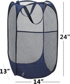 2 Pack Foldable Mesh Popup Laundry Hamper,Laundry Basket Easy to Open and Fold for Dorm,Travel, College Dorms, and More (Black and blue)…