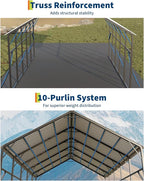 Garvee 20x25 ft Metal Carport Kit, 120° Steep-Pitch Vertical Roof for Snow Shedding, 173" High-Clearance RV & Tractor Shelter, Heavy-Duty 2 Cars Car Port with Reinforced Frame
