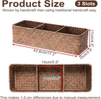 Hipiwe Handwoven Wicker Storage Box 3 Sections Seagrass Basket Bin Toilet Paper Holder for Bathroom Shelf Organizer for Kitchen Living Room, Coffee Color