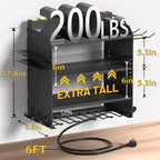4-Layer Wall-Mounted Power Tool Organizer Rack,Heavy Duty Adjustable Shelves Organizer for Cordless Power Tool Batteries,Space-Saving Garage & Workshop Charging Station 8 Outlets Power Strip