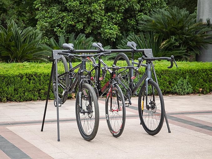 CXWXC 3 Bikes Stand Rack - Portable Bike Storage Parking Racks Indoor/Outdoor -Saddle Nose Bicycle Stand for Parking Mountain Road Hybrid Bike