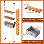 Over The Toilet Storage - 4 Tier Bathroom Organizer Shelf, Freestanding Bathroom Organizer, Sturdy Behind Toilet Rack with Hooks, Space-Saving Design, Fits Most Toilets, Rustic Brown