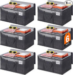 6 Pack Moving Bags Heavy Duty, Moving Boxes, Storage Bags with Zipper & Handles & Tag for College & Dorm Moving Supplies Grey Laundry Hamper Bag, Foldable Space-saving Totes (93L, Grey)