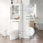 Spirich Over The Toilet Cabinet for Bathroom Storage, Above Toilet Storage Cabinet with Moru Tempered Glass Doors, White